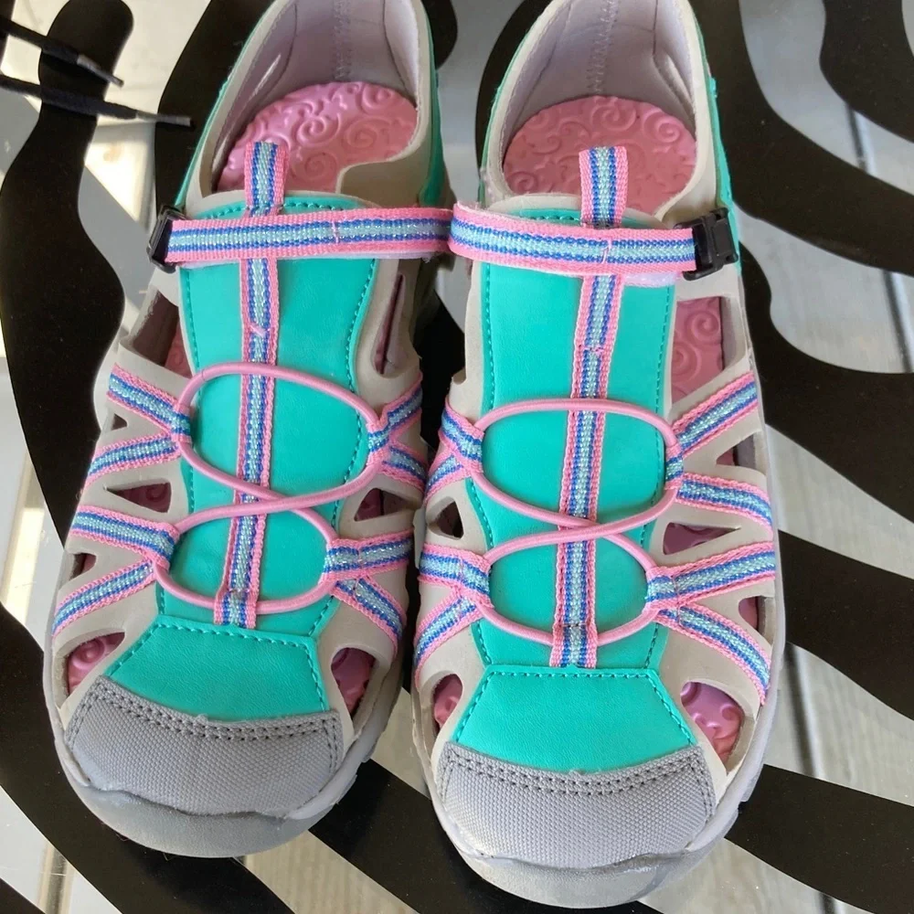 Kids' Teal and Pink Sandals